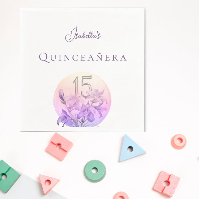 Elegant Pastel Floral  Quinceanera Party Napkin (Creator Uploaded)
