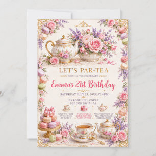 Elegant Pastel Floral Tea Party 21st Birthday Invitation