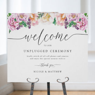 Elegant Pastel Floral  Unplugged Ceremony Sign