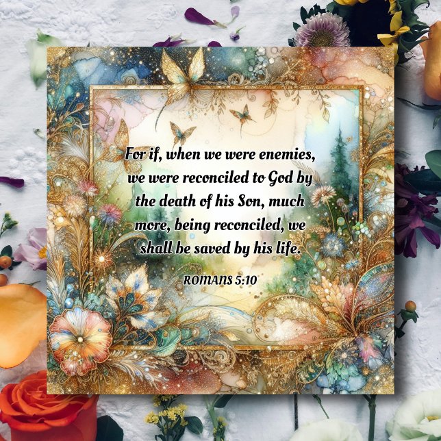 Elegant Pastel Floral Watercolor Scripture Easter  Holiday Card (Creator Uploaded)