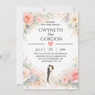 Elegant Pastel Floral Wedding Invitation –Romantic