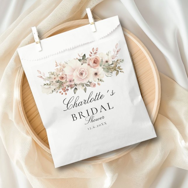 Elegant pastel flower bouquet Bridal Shower     Favour Bags (Elegant pastel flower bouquet Bridal Shower Favor Bag with your name and date.)