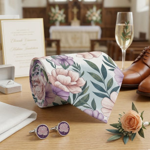 Elegant Pastel Flowers  Tie