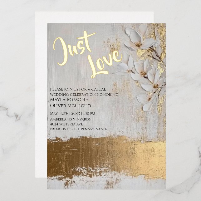 Elegant Pastel Foil floral Wedding (Front/Back)