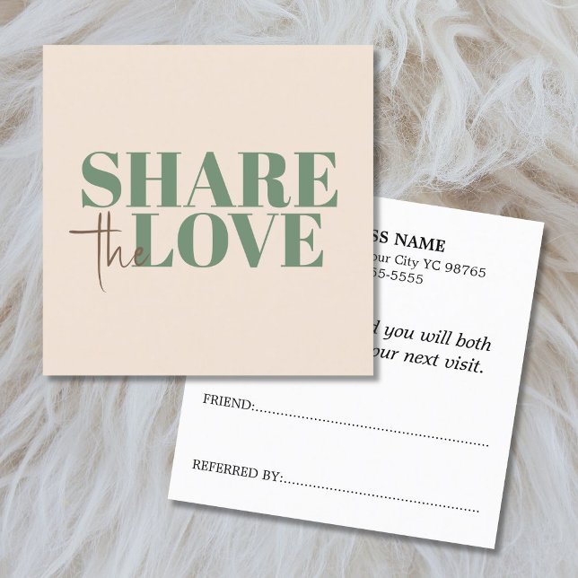 Elegant Pastel Green Beige Brown Salon Referral Card (Creator Uploaded)