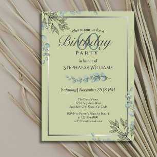 Elegant Pastel Green Flower Women's 60th Birthday  Invitation