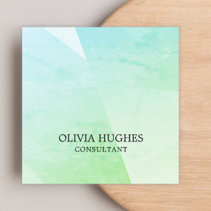 Elegant Pastel Green Geometric Consultant Square Business Card