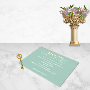 Elegant Pastel Green golden foil Graduation