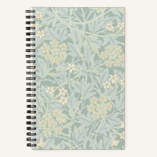 Elegant Pastel Green Jasmine Floral Pattern Notebook