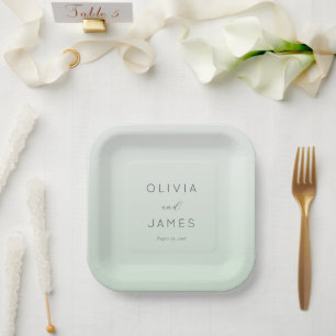 Elegant Pastel Green Minimalist Paper Plate