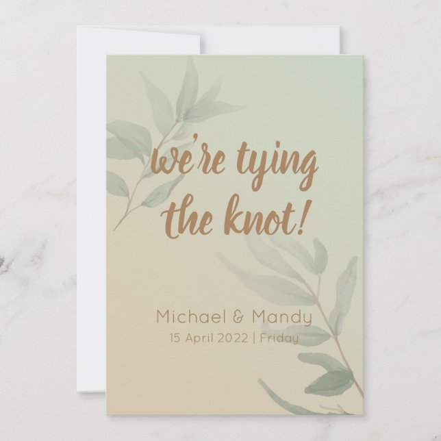 Elegant pastel greenery Save the Date Invitation (Front)