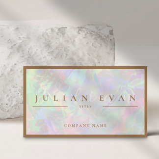 Elegant Pastel Holographic Aura Beauty Business Card
