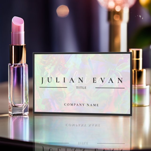 Elegant Pastel Holographic Beauty Salon Business Card (Creator Uploaded)