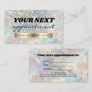 Elegant Pastel Holographic Glitter Marble Appointment Card