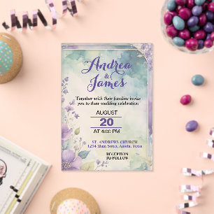 Elegant Pastel Lavender and Sea Green Wedding Acrylic Invitations