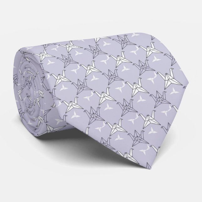 Elegant Pastel Lavender Minimalist Origami Crane Tie (Rolled)