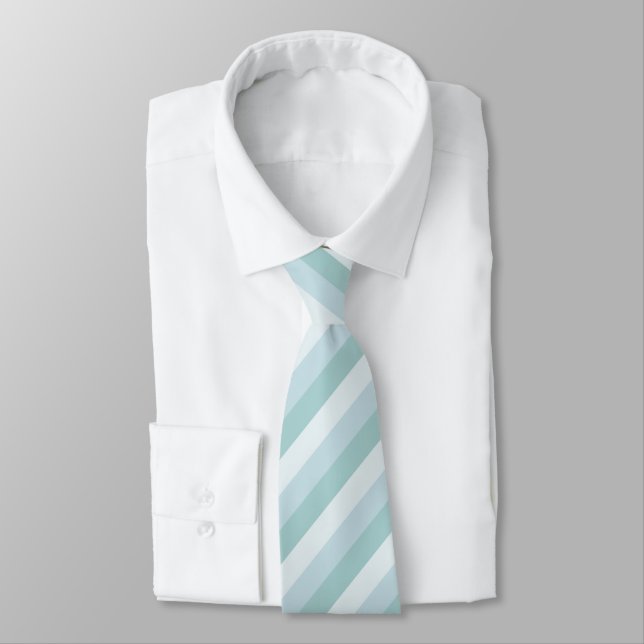 Elegant Pastel Light Blue Green Striped Template Tie (Tied)