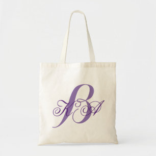 elegant pastel lilac purple monograms bridesmaid tote bag