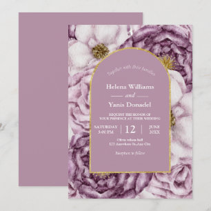 Elegant Pastel Lilac Watercolor Rose floral  Invitation