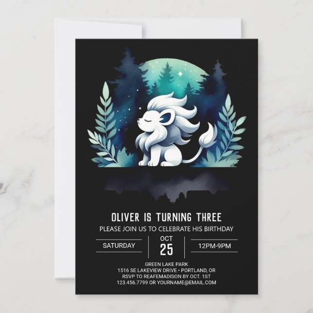 Elegant Pastel Lion Birthday  Invitation (Front)