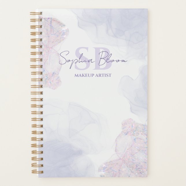 Elegant Pastel Liquid Watercolor Ink Monogram Planner (Front)