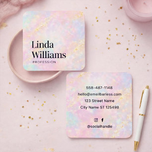 Elegant Pastel Marble Business Card with Gold 