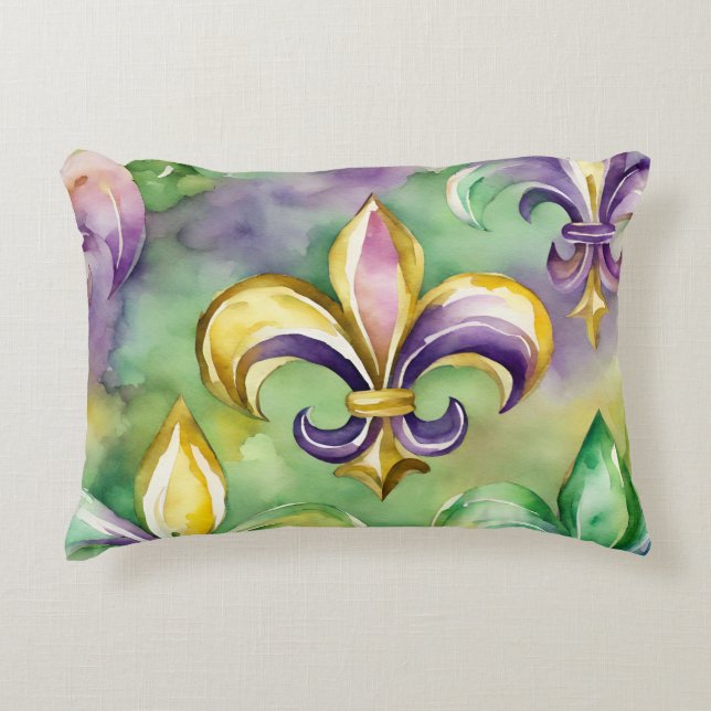 Elegant Pastel Mardi Gras  Decorative Cushion (Front)
