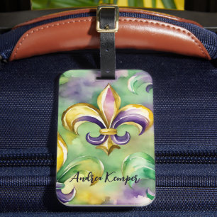 Elegant Pastel Mardi Gras Luggage Tag