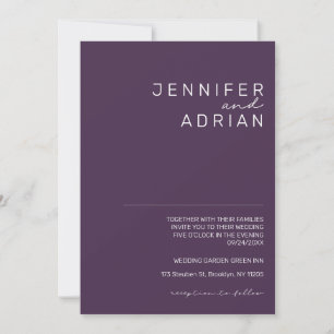 Elegant Pastel Minimal Purple Modern Simple Weddin Invitation