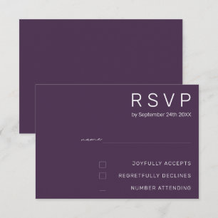Elegant Pastel Minimal Purple Modern Wedding RSVP Invitation