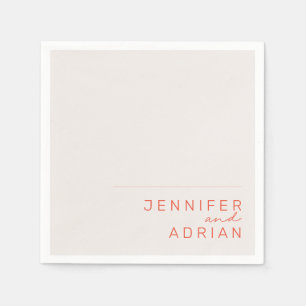 Elegant Pastel Minimal White and Red Modern Weddi Napkin