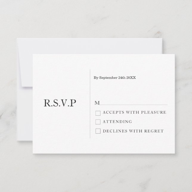 Elegant Pastel Minimal White ﻿Modern Wedding RSVP  Invitation (Front)
