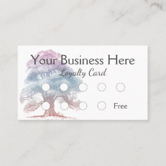 Elegant Pastel Oak Tree Illustration Loyalty Card