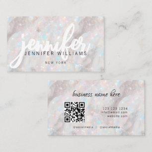 Elegant Pastel Opal Stone Custom QR Code Unique Business Card