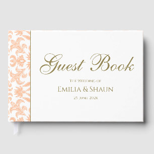 Elegant Pastel Peach Wedding Guest Book