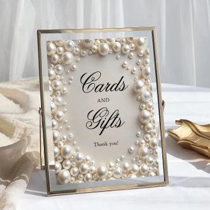Elegant Pastel Pearls Bow Cards and Gifts Poster