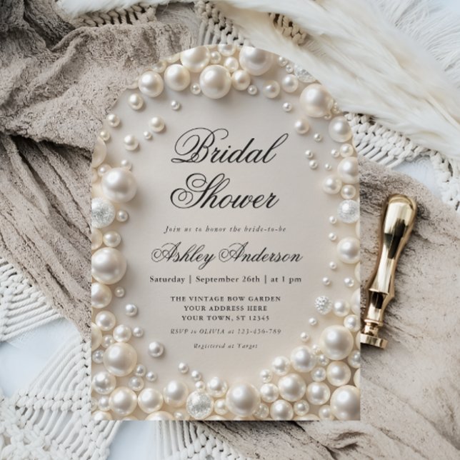 Elegant Pastel Pearls Bridal Shower Invitation (Creator Uploaded)