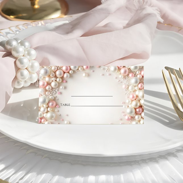 Elegant Pastel Pearls Wedding Place Card (Creator Uploaded)