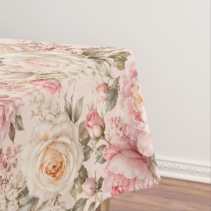 Elegant Pastel Peony and Rose Aesthetics Tablecloth