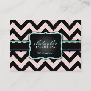 Elegant Pastel Pink and Black Chevron Gift Discount Card