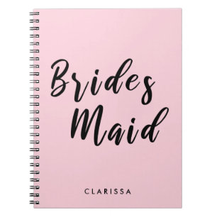 Elegant pastel pink & black bridesmaid notebook