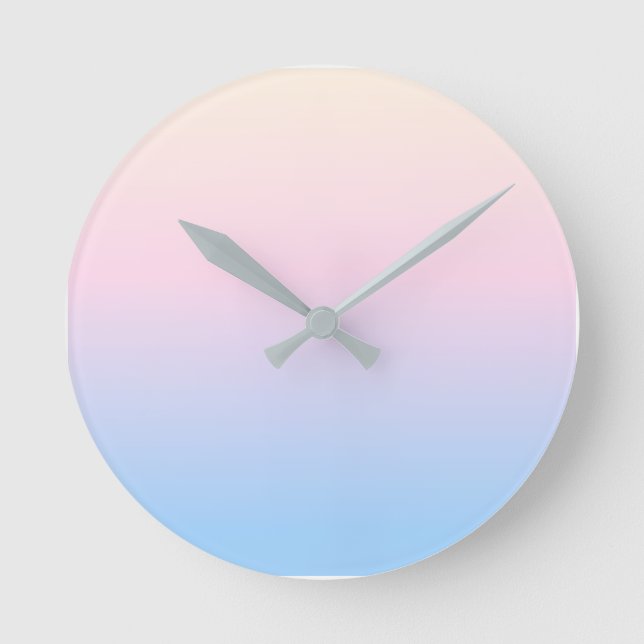 elegant pastel pink blue bright gradient colours round clock (Front)