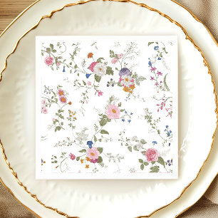 Elegant Pastel Pink Bohemian Wildflower Wedding Napkin