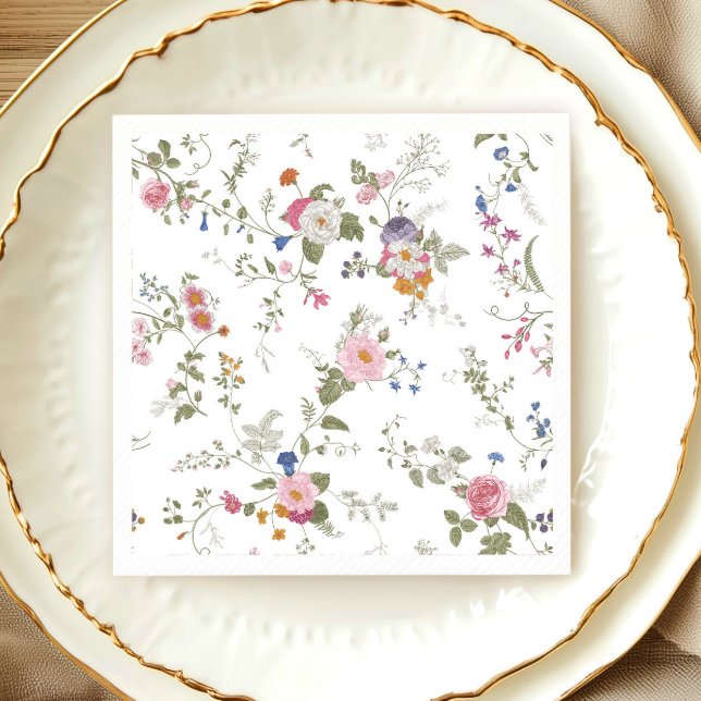 Elegant Pastel Pink Bohemian Wildflower Wedding Napkin (Creator Uploaded)