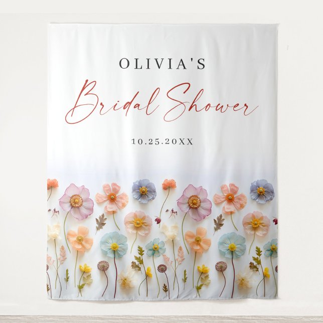 Elegant Pastel Pink Boho Wildflower Bridal Shower Tapestry (Creator Uploaded)