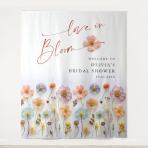 Elegant Pastel Pink Boho Wildflower Bridal Shower Tapestry