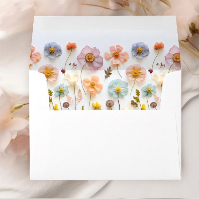 Elegant Pastel Pink Boho Wildflower Wedding Envelope (Creator Uploaded)