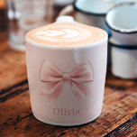 Elegant Pastel Pink Bow & Name Personalised Espresso Cup<br><div class="desc">Savour your favourite espresso in style with this elegant pastel pink espresso mug, featuring a delicate bow design and your custom name. Perfect for adding a touch of sophistication to your morning routine, this personalised mug combines beauty with functionality. Whether for yourself or as a thoughtful gift, this chic mug...</div>