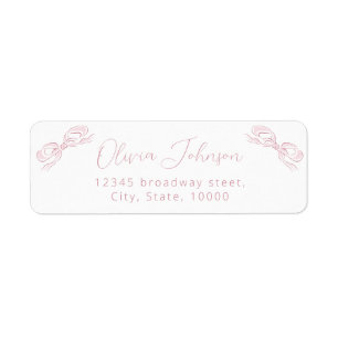 Elegant Pastel Pink Bow Return Address Label