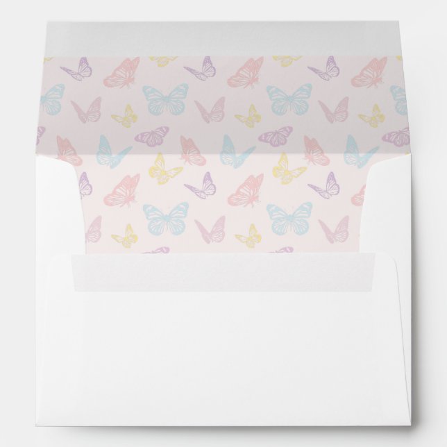 Elegant Pastel Pink Butterfly Girl Baby Shower Envelope (Back (Bottom))